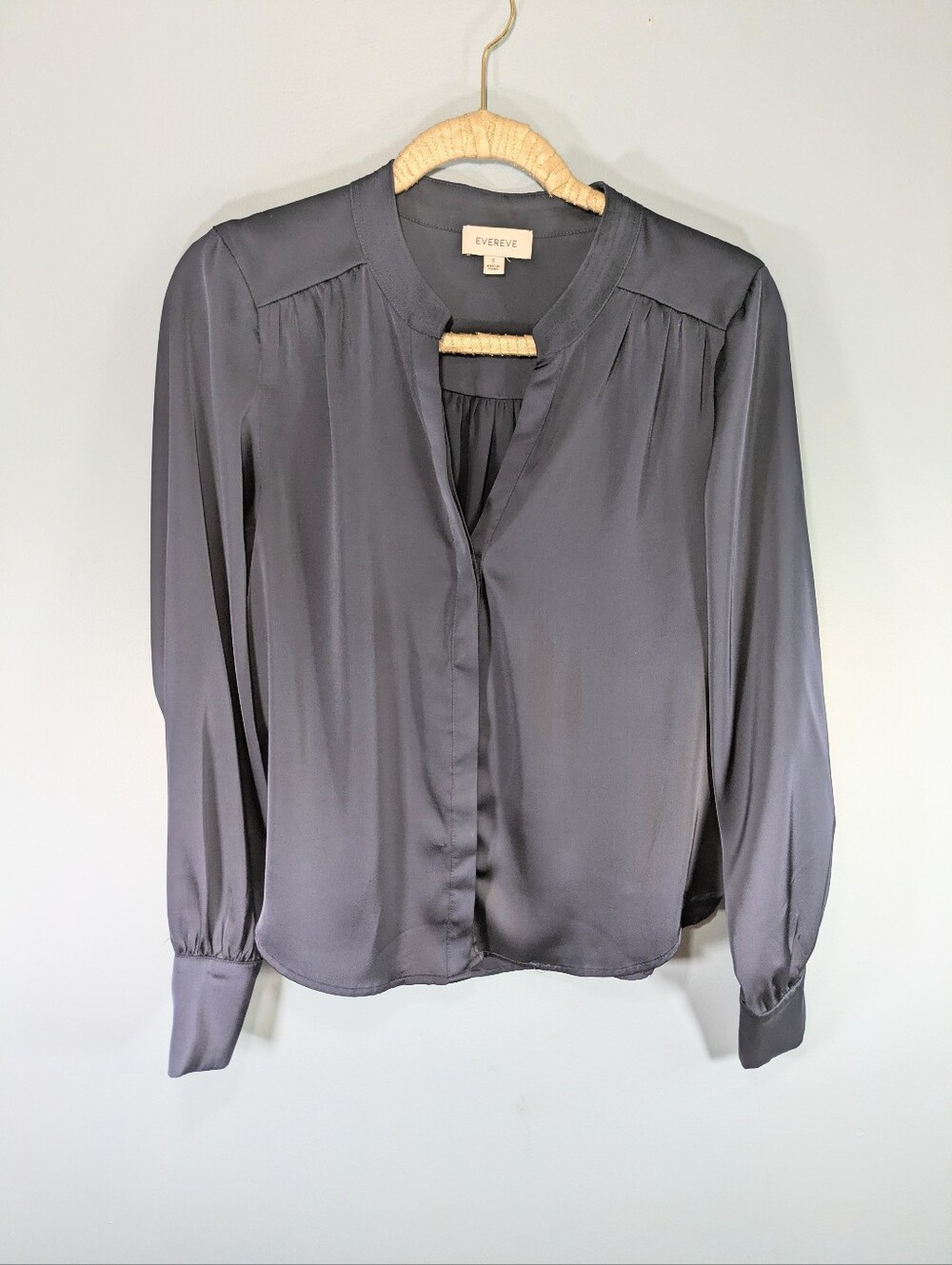 Evereve Navy Satin Blouse